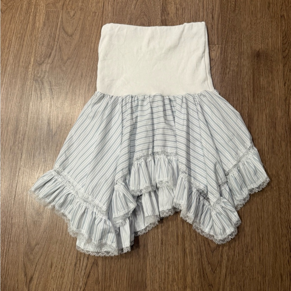 Chic Asymmetrical White and Gray Women's Skirt - Picture 3 of 6